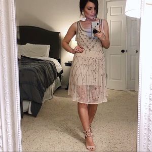 Blush Pink Beaded Sheer Dress Medium